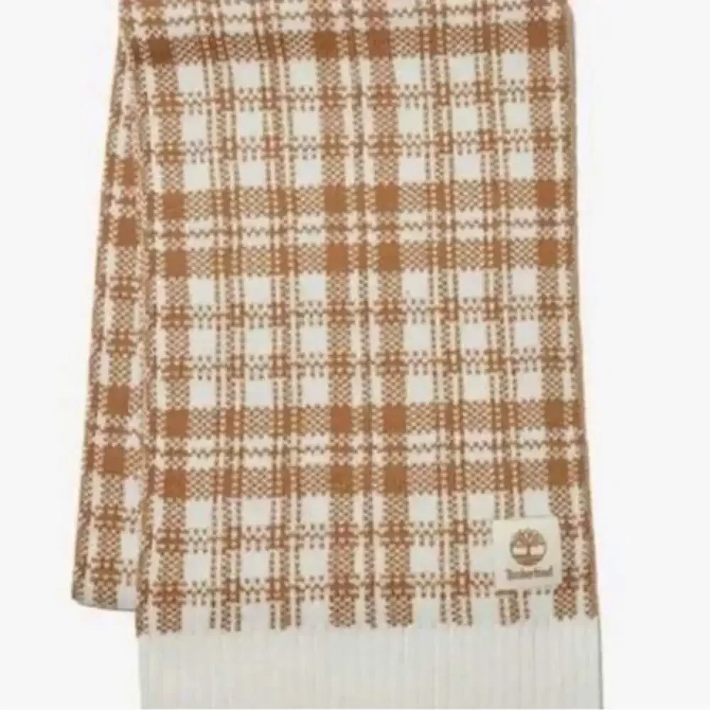 Timberland Buffalo Plaid Wheat and Ivory Scarf NWOT #00184